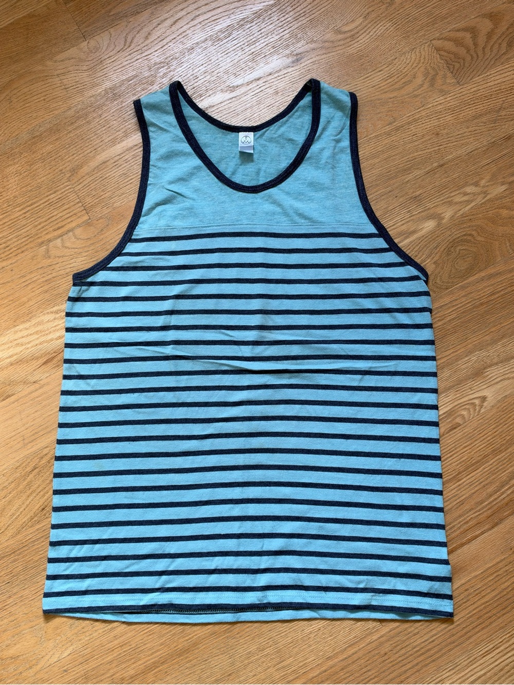 Alternative Men Striped Scoop Neck Sleeveless Top Lt Blue/Sea-foam/Navy Size L